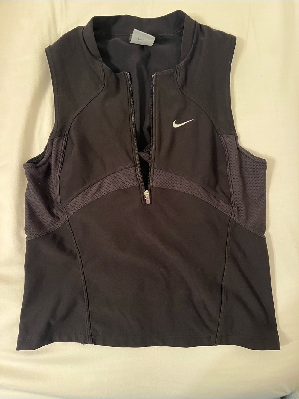 Nike Women's Black Sleeveless Zip-Front Training Top
